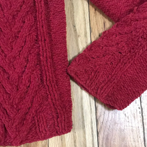 J Jill Handknit Red Chenille Button Front Sweater - Picture 3 of 5